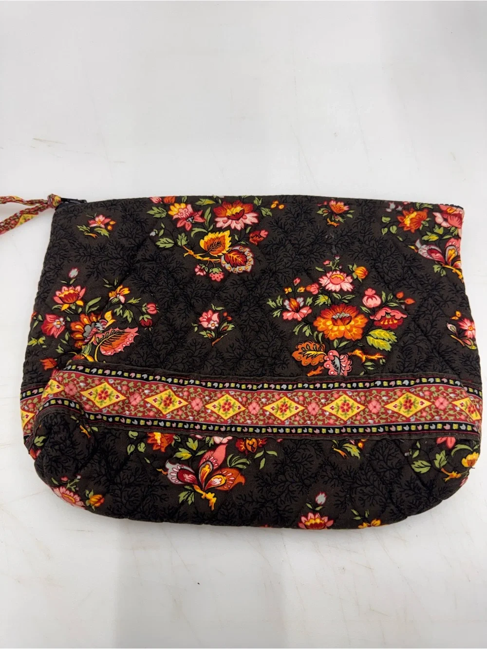 Vintage Vera Bradley Retired Chocolat Large Cosmetic Bag - U.S. Made